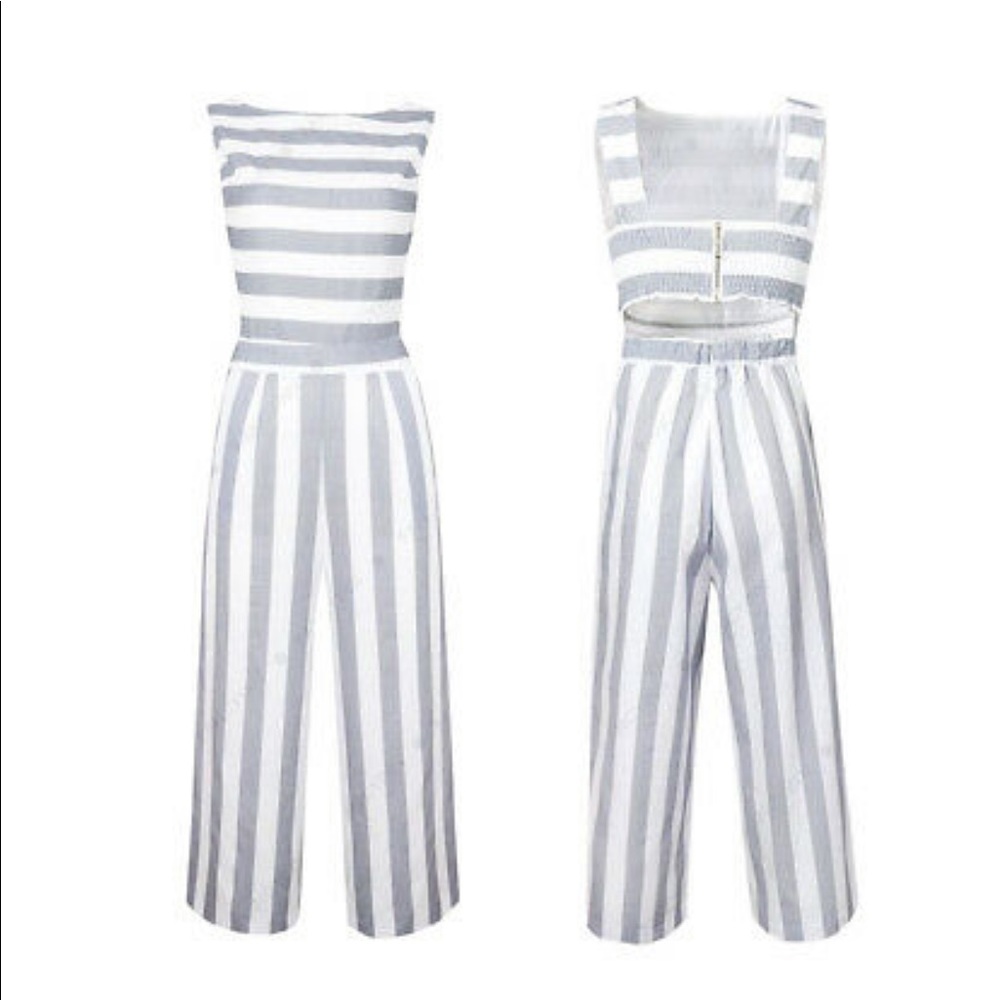 Striped Sleeveless Summer Jumpsuit size Small - Picture 4 of 8